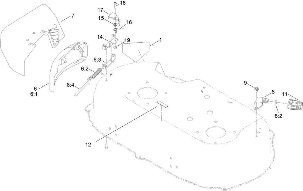 Side Discharge Chute Assembly Diagram and Parts List for 21876 400000000 - 999999999 Toro Lawn Mower