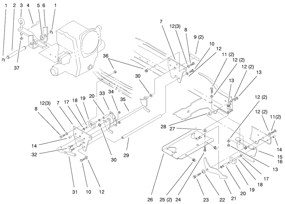 Attach A Matic & Hitch Assembly Diagram and Parts List for 73552 9900001 - 9999999 Toro Lawn Tractor