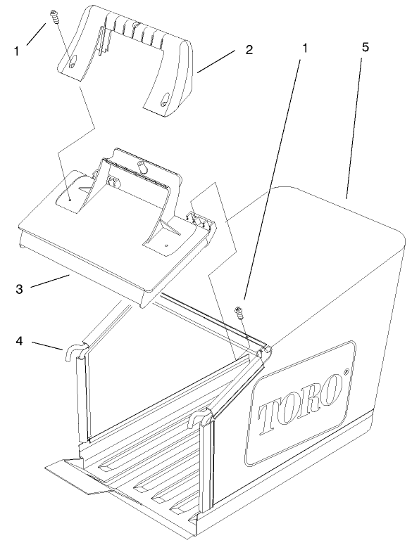 Bag Components Assembly Diagram and Parts List for 20913 99000001 - 99999999 Toro Lawn Mower