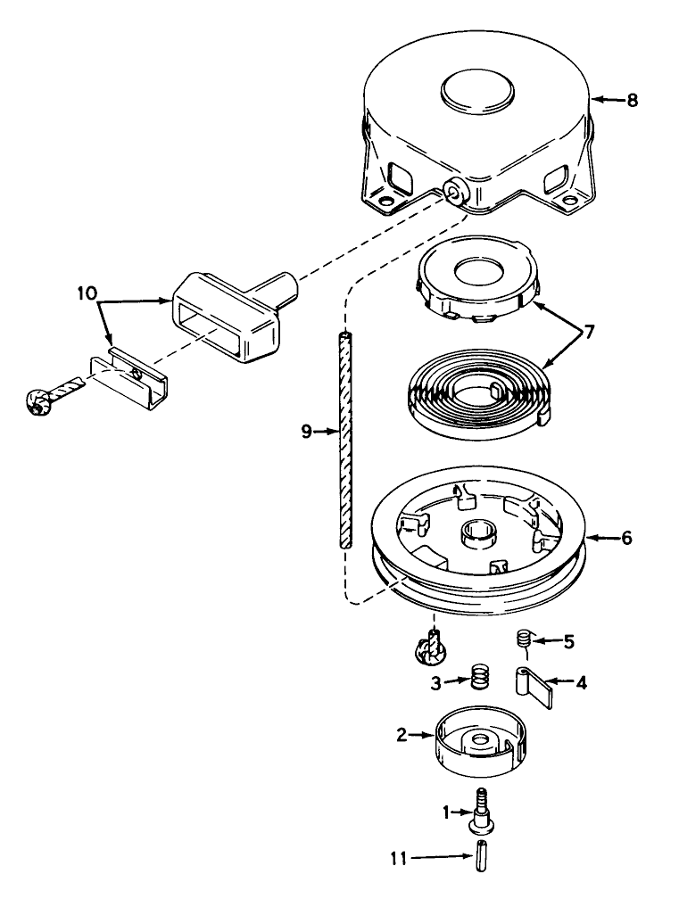 Rewind Starter No. 590420 Diagram and Parts List for 23000 9000001 - 9999999 Toro Lawn Mower