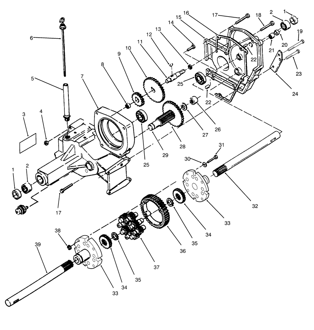 Transaxle Diagram and Parts List for 73520 5900001 - 5900177 Toro Lawn Tractor