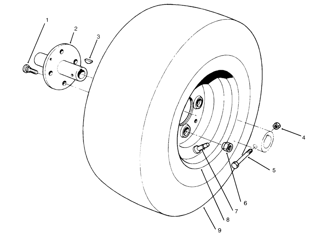 Front Wheel Assembly Diagram and Parts List for 30610 690001 - 699999 Toro Lawn Tractor