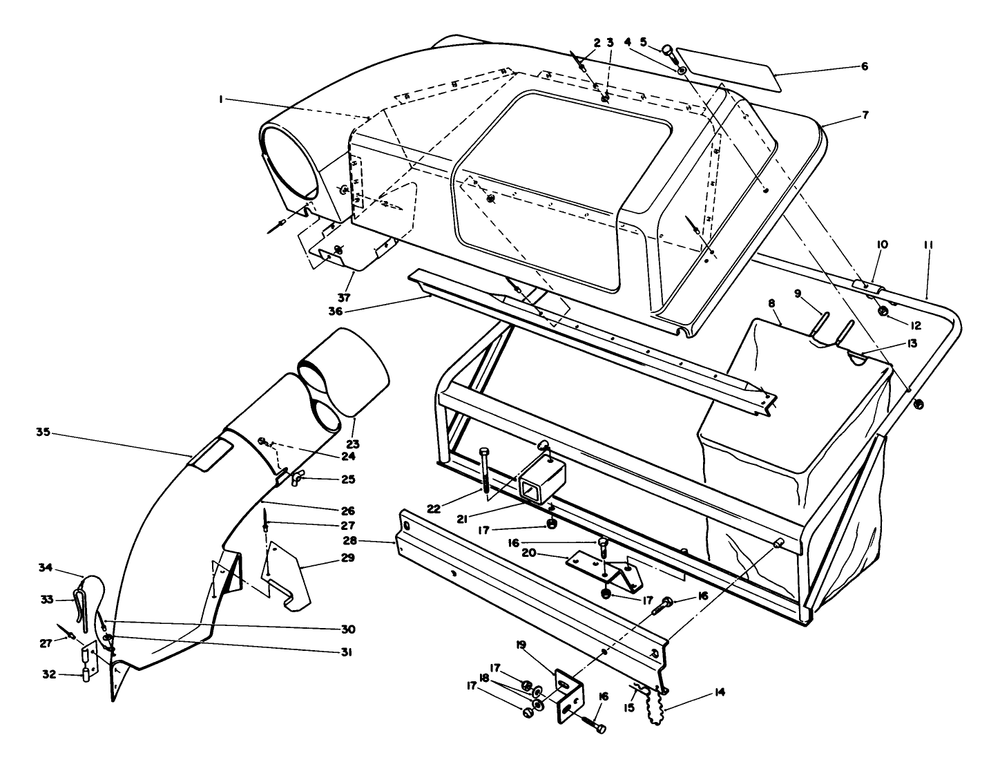 Twin Bagger Grass Catcher Model No. 59122 (Optional) Diagram and Parts List for 56155 6000001 - 6999999 Toro Lawn Tractor