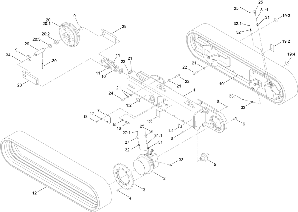 Track Assembly Diagram and Parts List for 23898 400000000 - 999999999 Toro Lawn Tractor Accessories