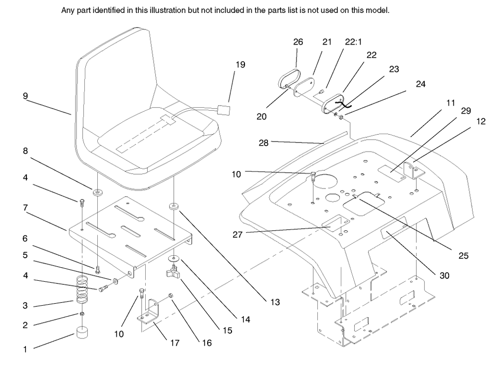 Fender, Seat & Tail Lights Diagram and Parts List for 73441 7900001 - 7999999 Toro Lawn Tractor