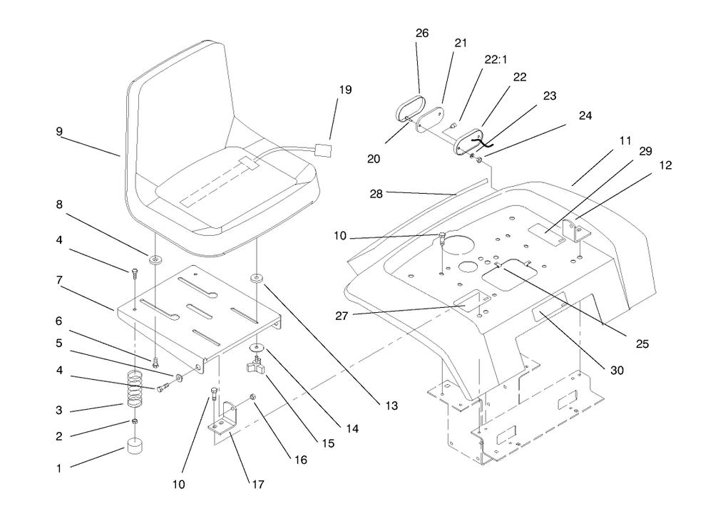 Fender, Seat & Tail Lights Diagram and Parts List for 73403 7900001 - 7999999 Toro Lawn Tractor