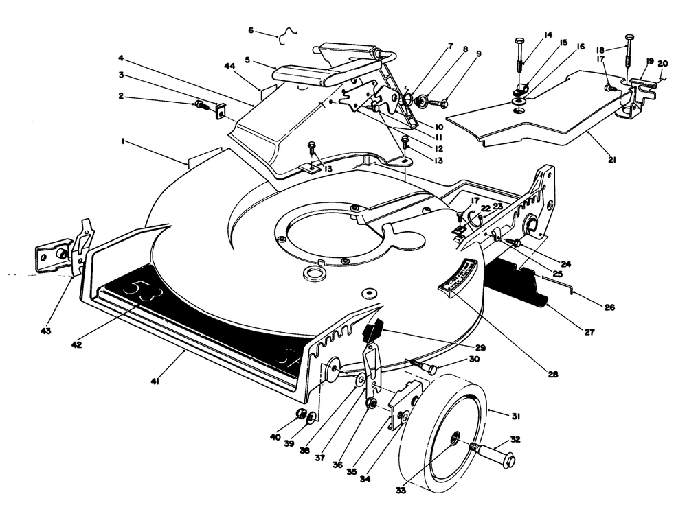 Housing Assembly Diagram and Parts List for 20624C 8000001 - 8999999 Toro Lawn Mower