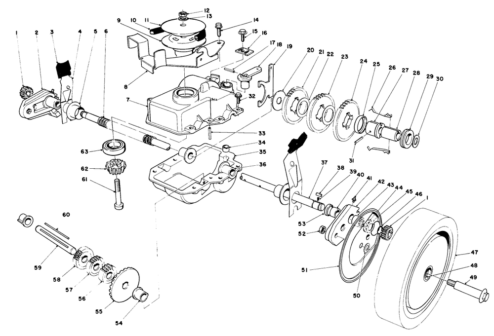 Gear Case Assembly Diagram and Parts List for 20810 4000001 - 4999999 Toro Lawn Mower