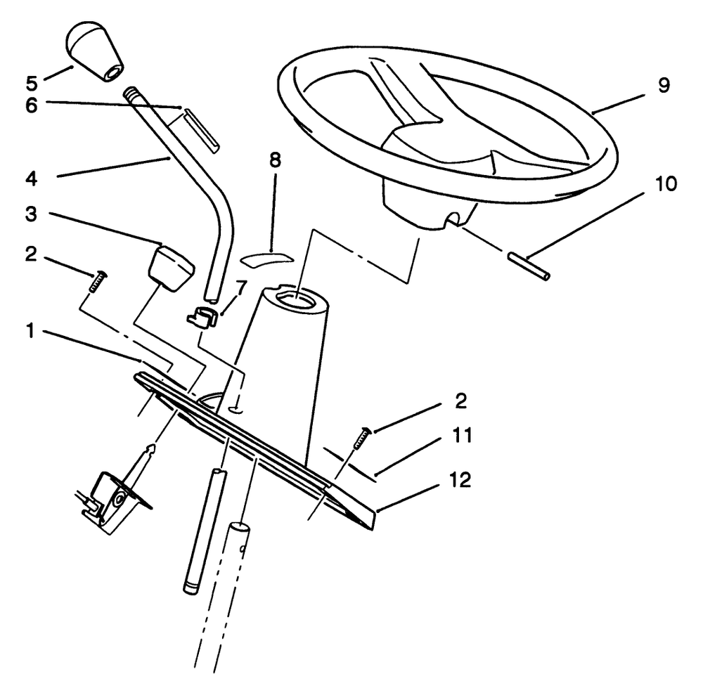 Steering Wheel And Console Assembly Diagram and Parts List for 42-16BE01 2000001 - 2999999 Toro Lawn Tractor