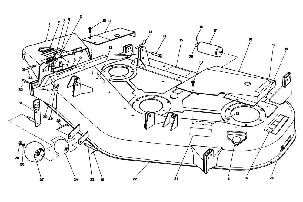 52" Cutting Deck Model No. 55670 (Optional) Diagram and Parts List for 55620 9000001 - 9999999 Toro Lawn Tractor