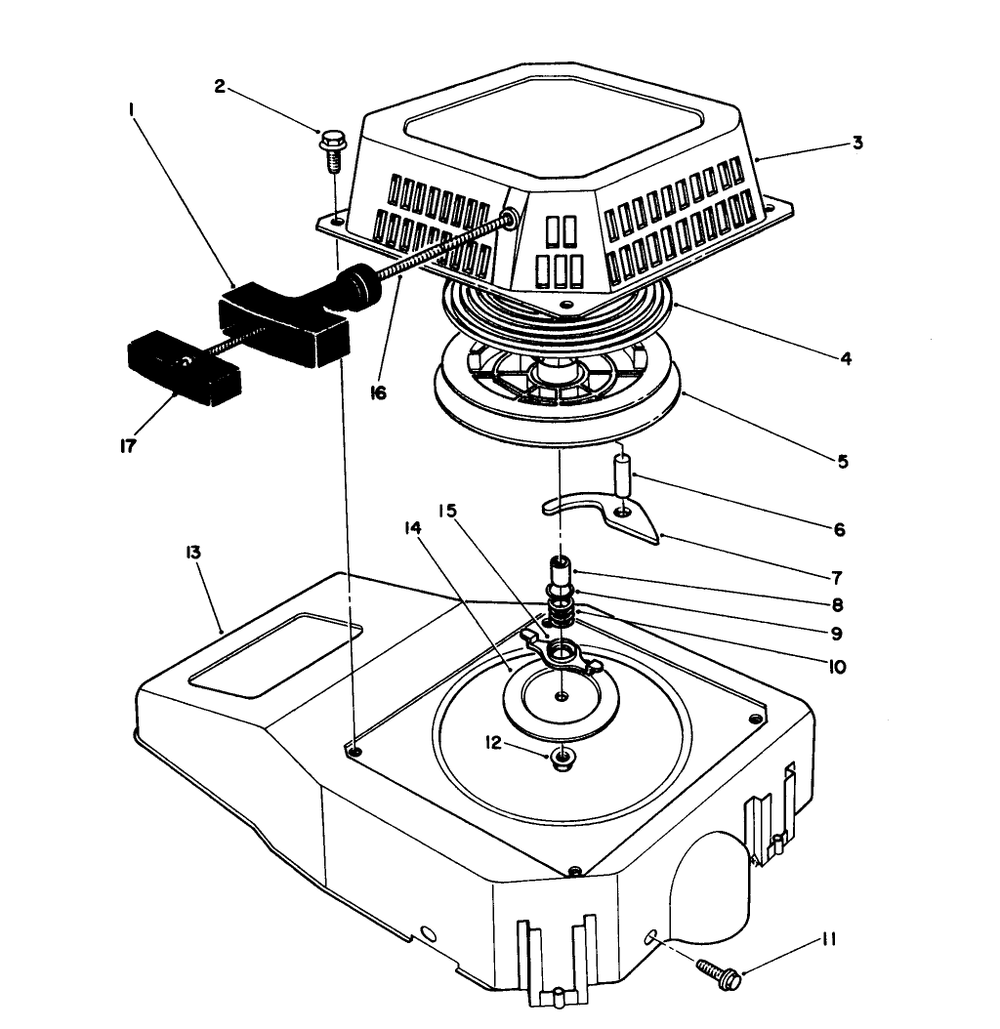 Recoil Assembly (Engine Model No. Vmj8) Diagram and Parts List for 26622 0000001 - 0003100 Toro Lawn Mower