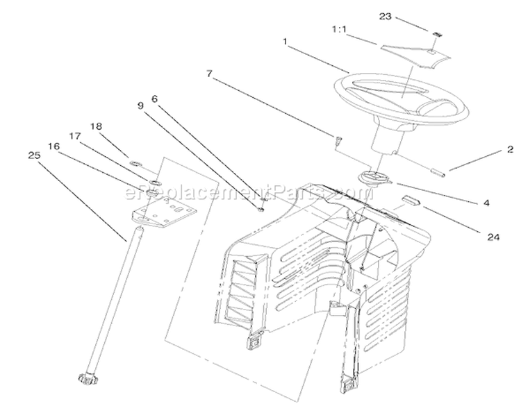 Fixed Steering Assembly Diagram and Parts List for 77102 200000001-200999999 - 2000 Toro Lawn Tractor
