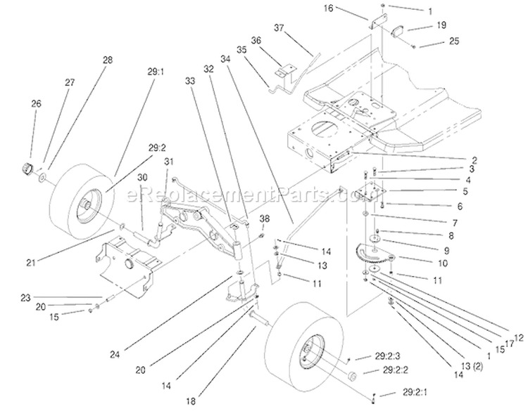 Steering Components Assembly Diagram and Parts List for 77102 200000001-200999999 - 2000 Toro Lawn Tractor