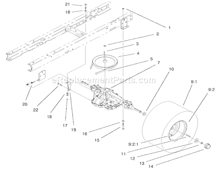5 Speed Transaxle Assembly Diagram and Parts List for 77102 200000001-200999999 - 2000 Toro Lawn Tractor