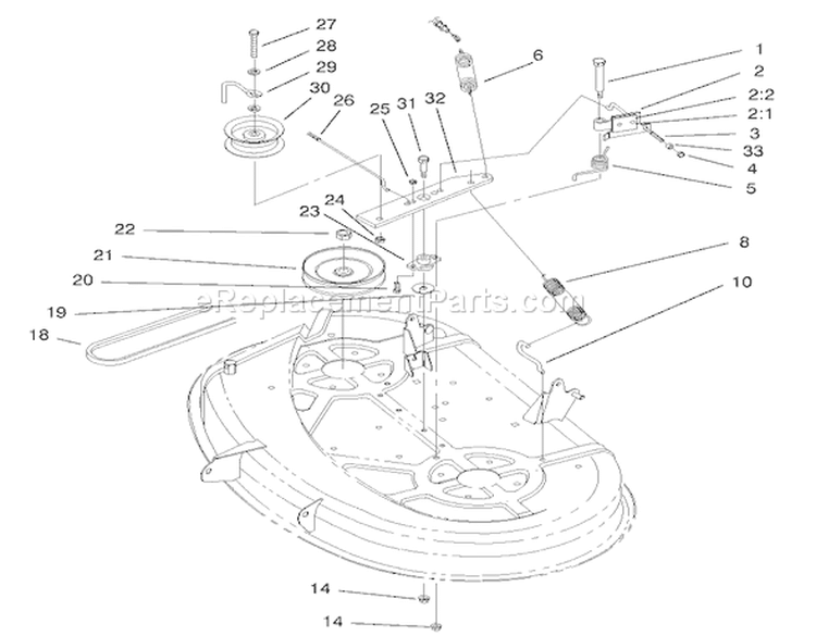 38" Deck Blade Drive & Braking Components Diagram and Parts List for 77104 200000001-200999999 - 2000 Toro Lawn Tractor