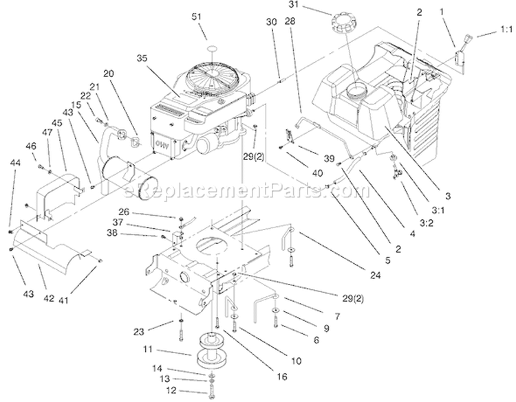 Engine Systems Components Assembly Diagram and Parts List for 77104 200000001-200999999 - 2000 Toro Lawn Tractor