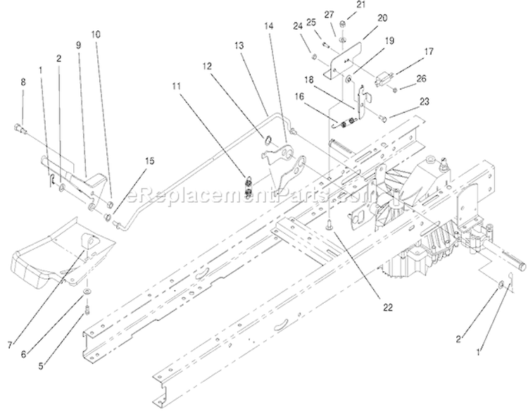 Hydro Transaxle Controls Assembly Diagram and Parts List for 77104 200000001-200999999 - 2000 Toro Lawn Tractor
