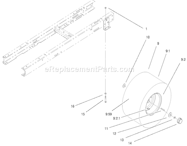 Rear Wheel & Tire Assembly Diagram and Parts List for 77104 200000001-200999999 - 2000 Toro Lawn Tractor