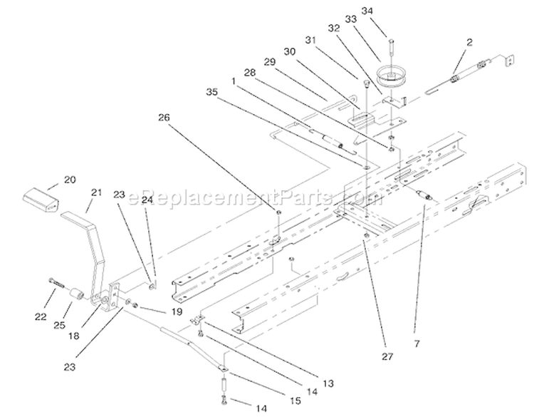 Traction Clutching Components Assembly Diagram and Parts List for 77104 200000001-200999999 - 2000 Toro Lawn Tractor