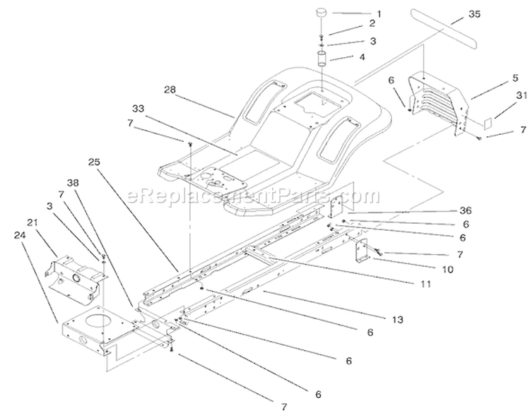 Frame & Body Assembly Diagram and Parts List for 77106 200000001-200999999 - 2000 Toro Lawn Tractor
