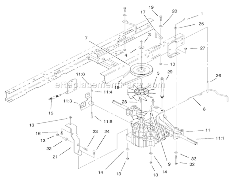 Hydro Transaxle Assembly Diagram and Parts List for 77106 200000001-200999999 - 2000 Toro Lawn Tractor