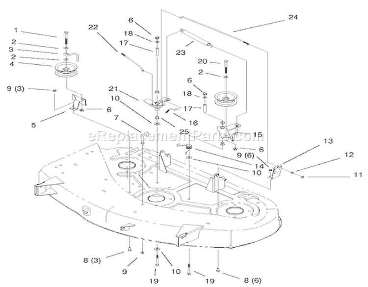 Idler & Brake Assembly Diagram and Parts List for 77106 200000001-200999999 - 2000 Toro Lawn Tractor