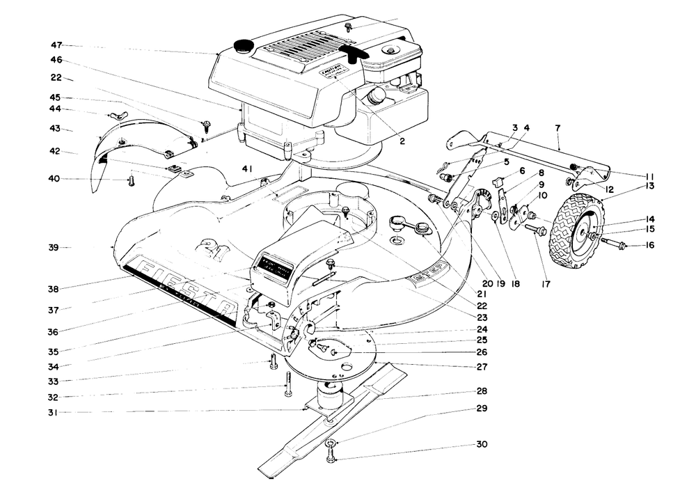 Housing And Engine Assembly Model 16222 Diagram and Parts List for 16000 1000001 - 1999999 Toro Lawn Mower