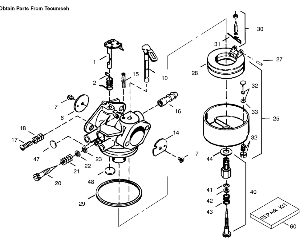 Carburetor Tecumseh No. 632334a Diagram and Parts List for 38084 7900001 - 7999999 Toro Snow Blower
