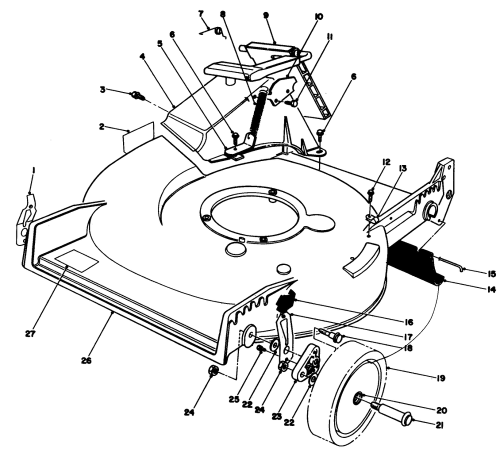 Housing Assembly Diagram and Parts List for 20215 2000001 - 2999999 Toro Lawn Mower