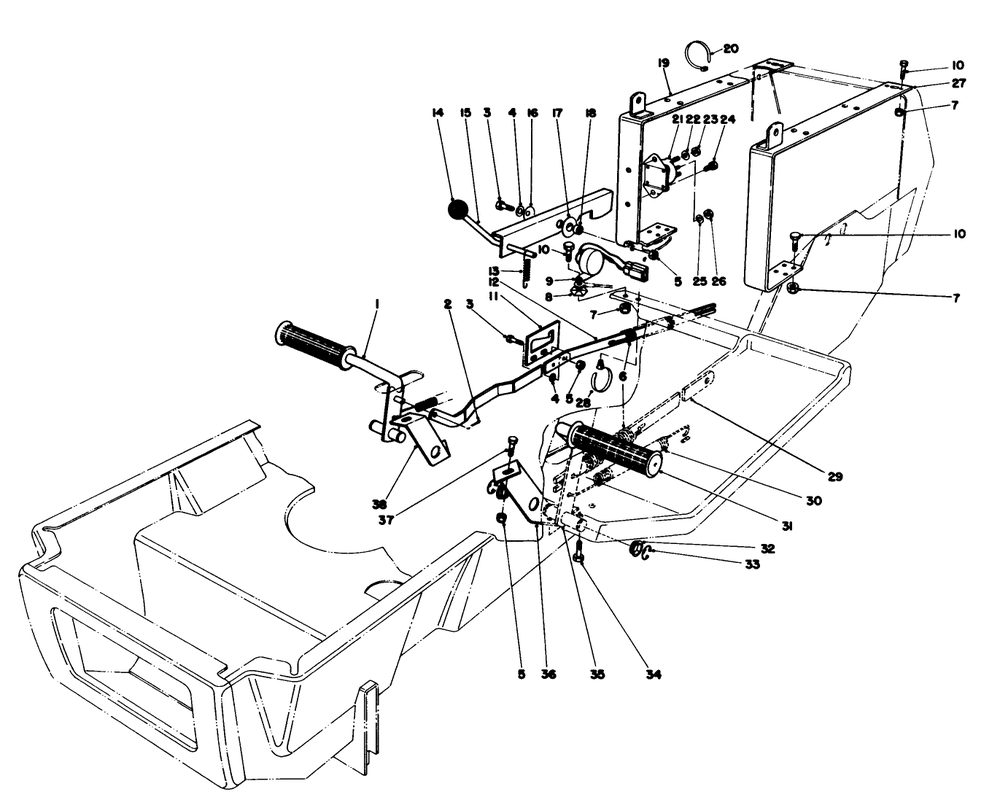 Brake & Clutch Pedal Assembly Diagram and Parts List for 57360 7000001 - 7999999 Toro Lawn Tractor