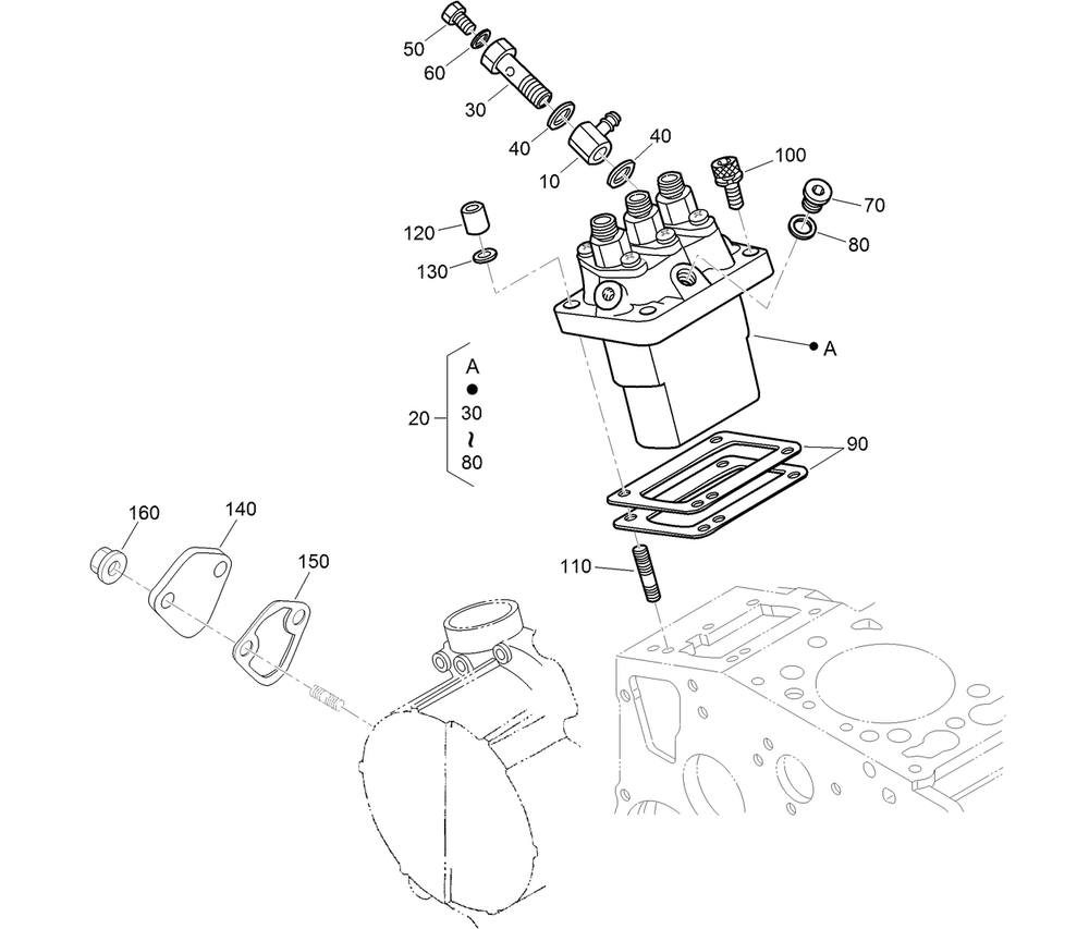 Injection Pump Assembly Diagram and Parts List for 22328 408963400 - 409588175 Toro Lawn Tractor Accessories