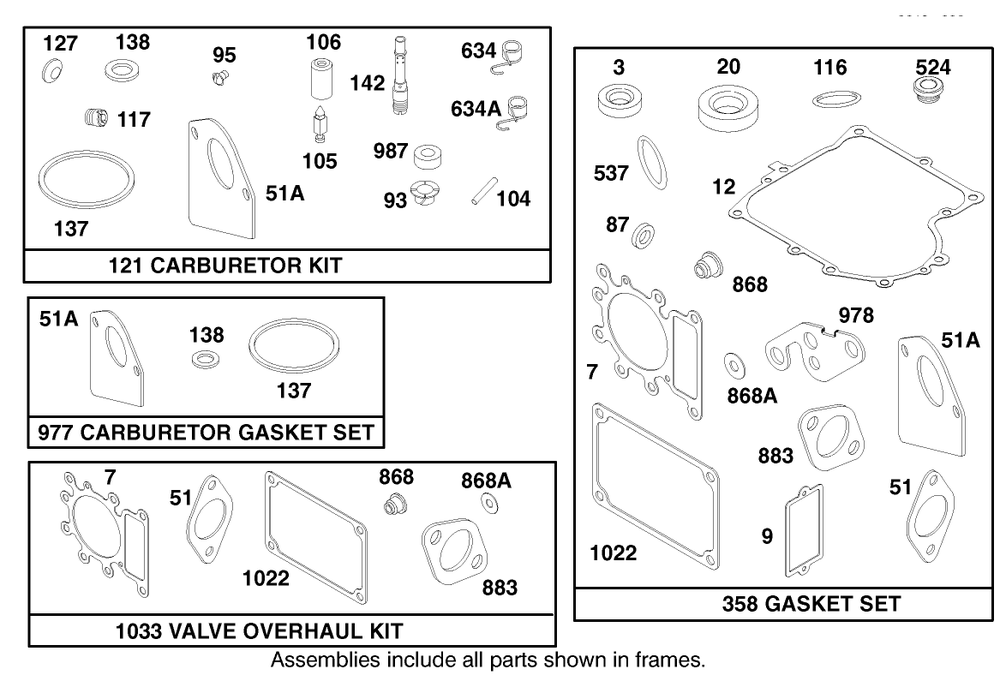 Engine Briggs & Stratton Model 28n707-1131-E1 Diagram and Parts List for 71215 8900001 - 8999999 Toro Lawn Tractor