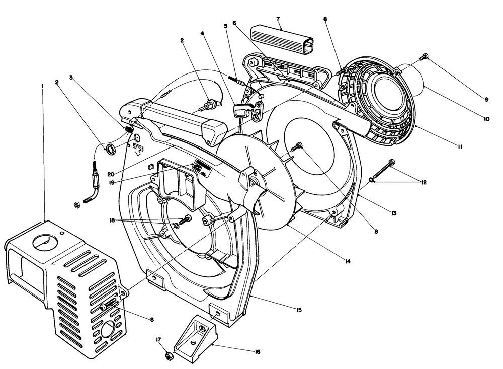 Blower Housing Assembly Diagram and Parts List for 30935 9000001 - 9999999 Toro Leaf Blower / Vacuum