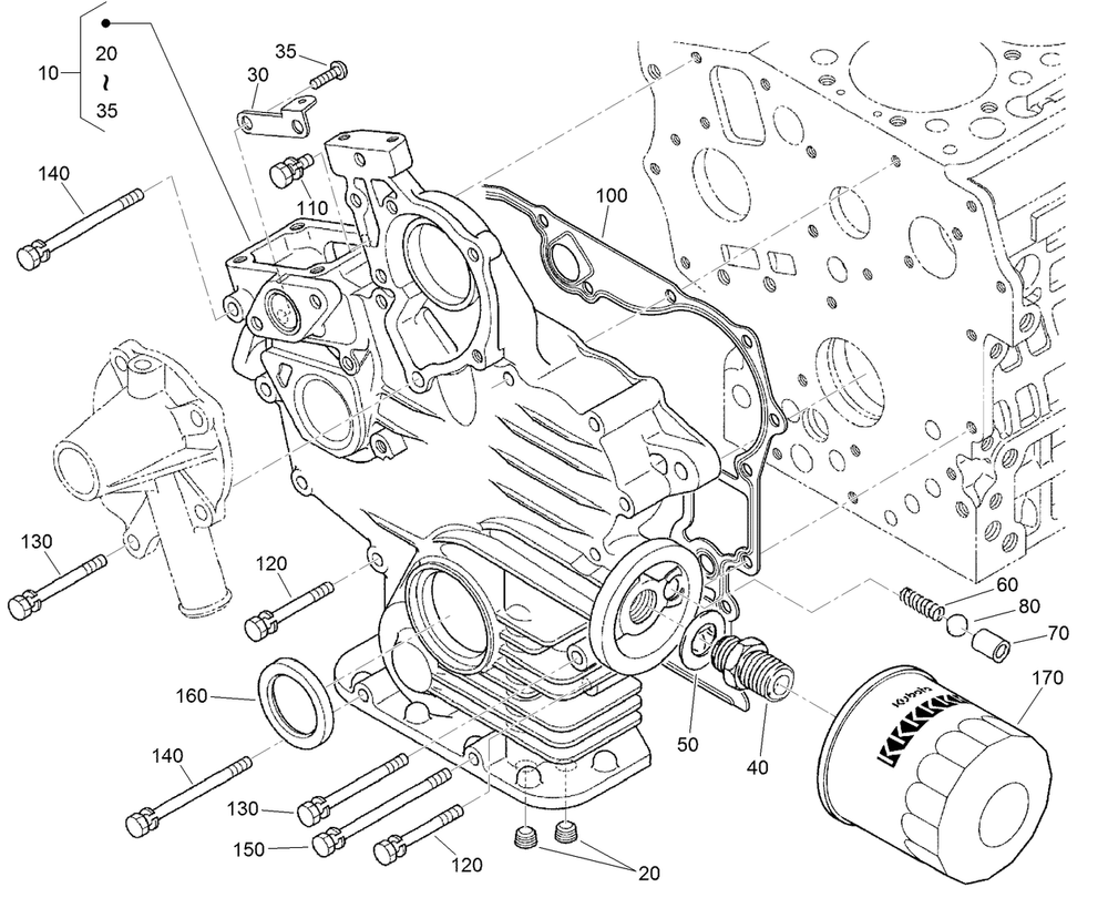 Gear Case And Oil Filter Cartridge Assembly Diagram and Parts List for 72264TE 406427909-406429999 Toro Lawn Mower