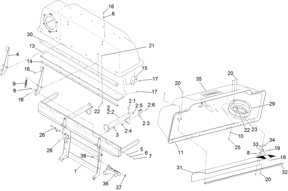 Hood Assembly Diagram and Parts List for 78555 412200000 - 999999999 Toro Lawn Tractor
