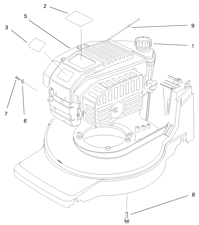 Engine Assembly Diagram and Parts List for 20824 8900001 - 8999999 Toro Lawn Mower