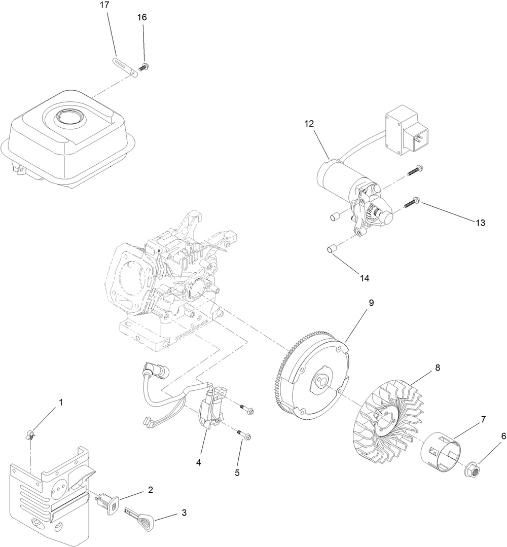 Ignition And Electrical Assembly Diagram and Parts List for 38753 412000000 - 414015200 Toro Snow Blower