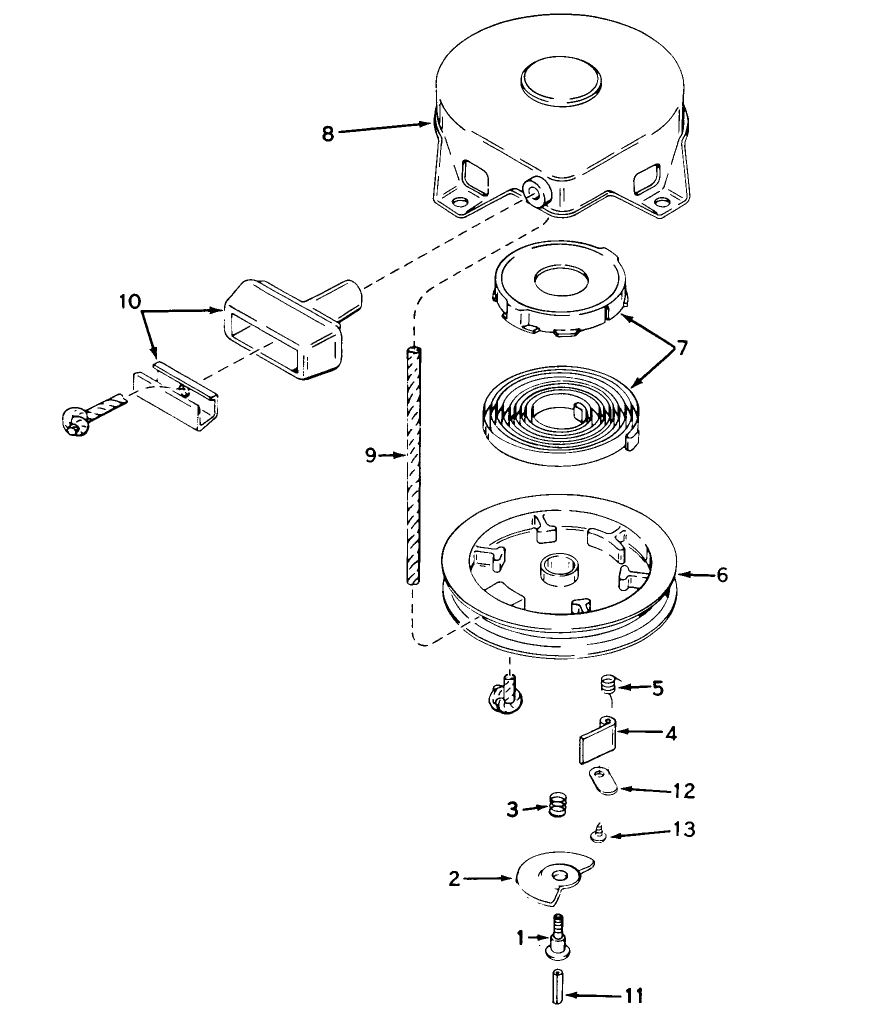 Rewind Starter No. 590473 Diagram and Parts List for 38052 4000001 - 4999999 Toro Snow Blower
