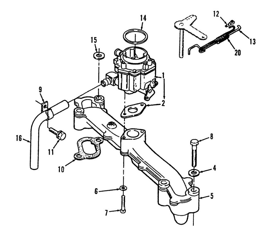 Intake Manifold Diagram and Parts List for 73420 4900001 - 4999999 Toro Lawn Tractor