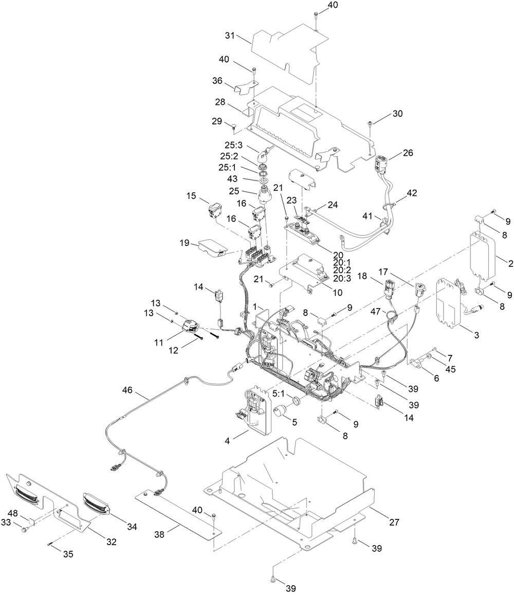 Electrical Assembly Diagram and Parts List for 75642 416300000 - 417299999 Toro Lawn Tractor