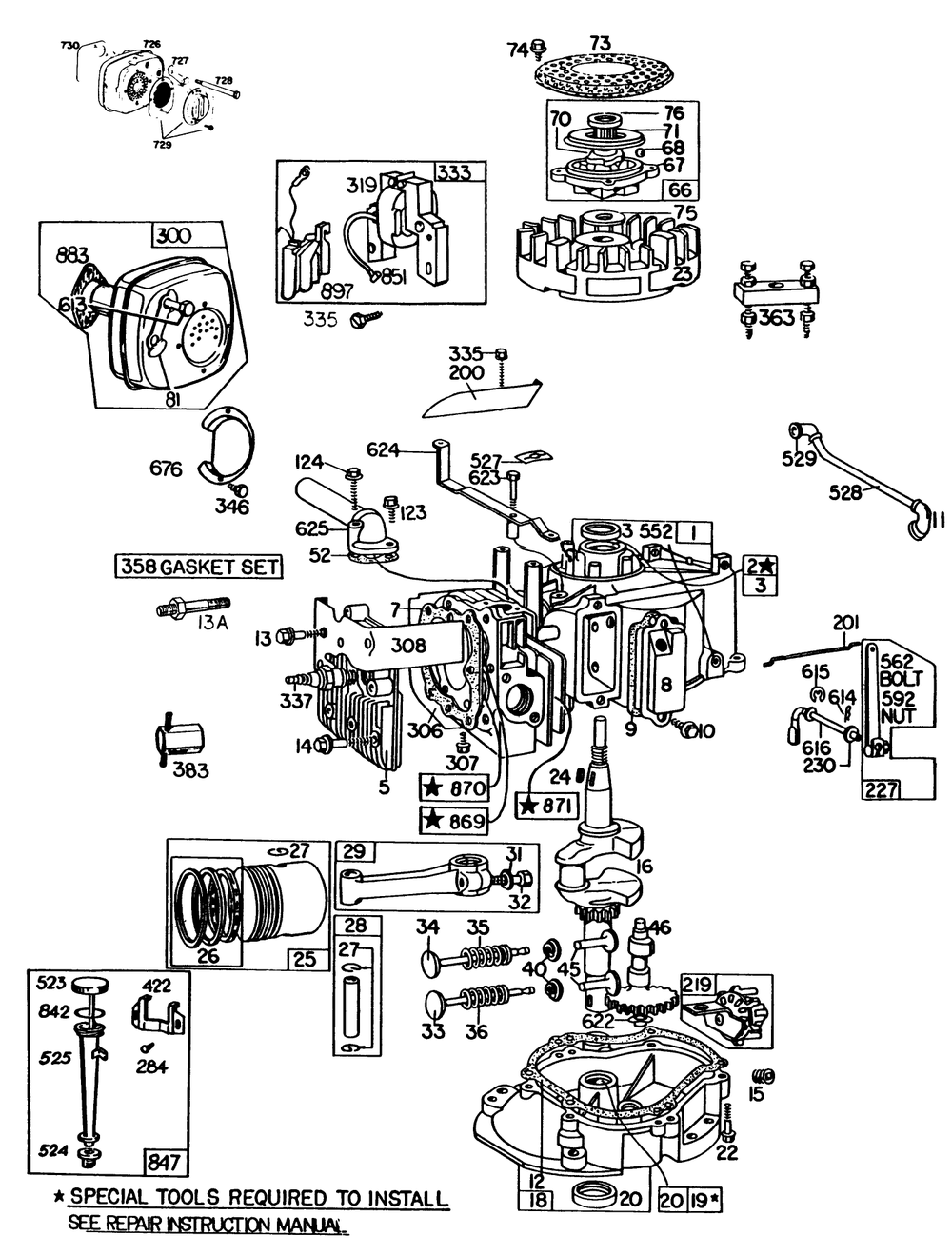 Engine Briggs & Stratton Model 130902-1162-01 Diagram and Parts List for 23158 3000001 - 3999999 Toro Lawn Mower
