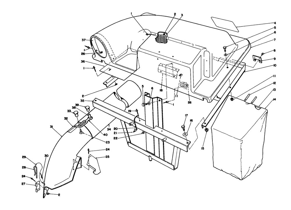 Twin Bagger Grass Catcher Model 59184 (Optional) Diagram and Parts List for 56190 1000001 - 1999999 Toro Lawn Tractor
