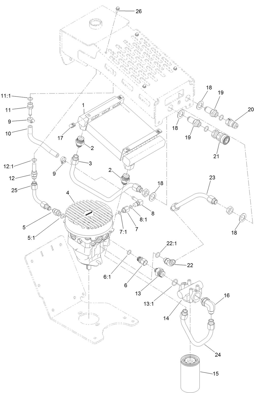 Pump And Cooler Assembly Diagram and Parts List for 78601 400000000-999999999 Toro Lawn Mower