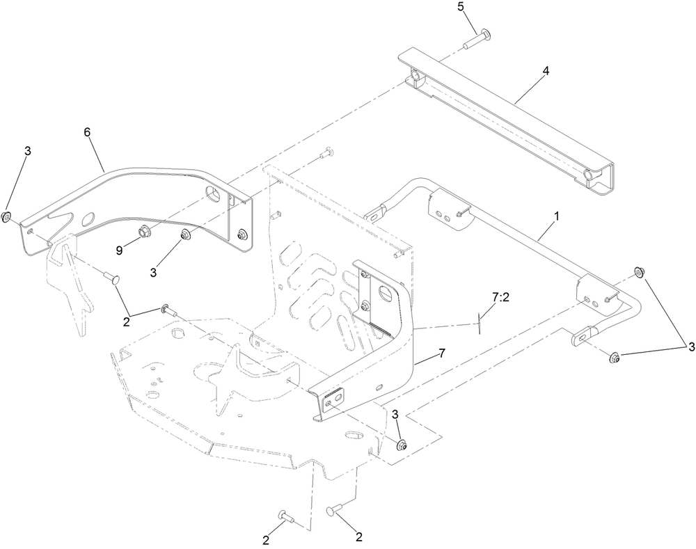 Bagger Mount Assembly Diagram and Parts List for 78555 412200000 - 999999999 Toro Lawn Tractor