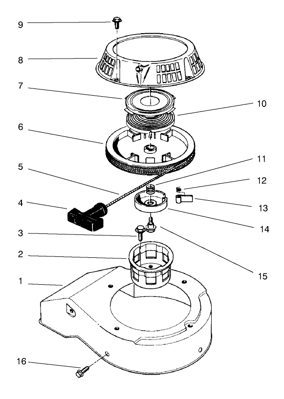 Recoil Assembly (Model No. 47pt7-3) Diagram and Parts List for 22040 8900001 - 8999999 Toro Lawn Mower