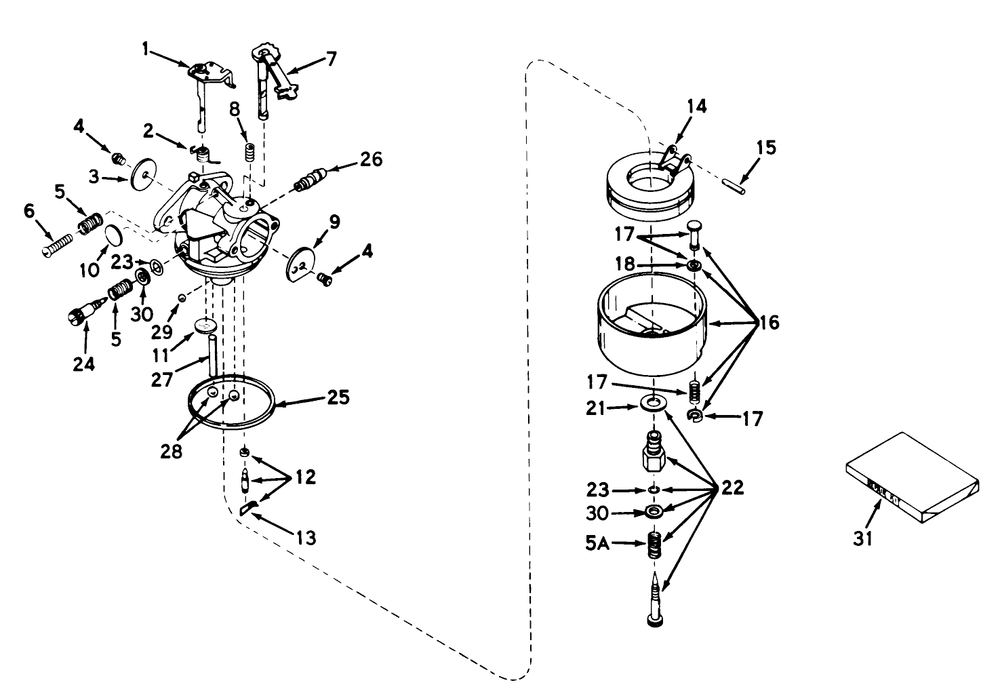 Carburetor Assembly Model No. 630992b Diagram and Parts List for 31263 3000001 - 3999999 Toro Snow Blower