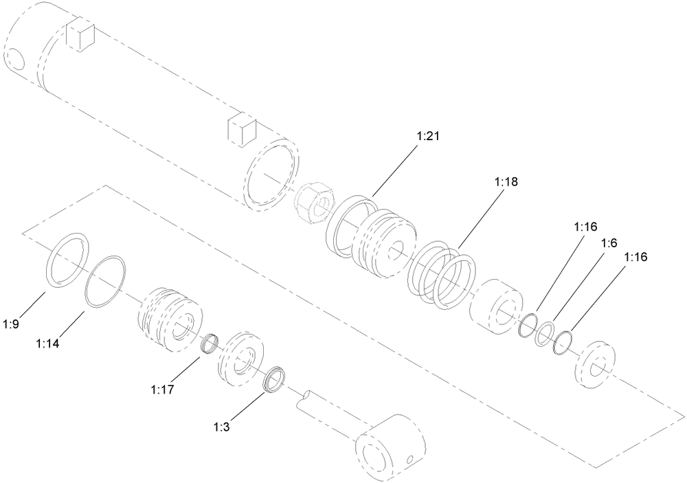 Hydraulic Cylinder Assembly No. 107-9471 Diagram and Parts List for 23163 317000001 - 317999999 Toro Lawn Tractor Accessories