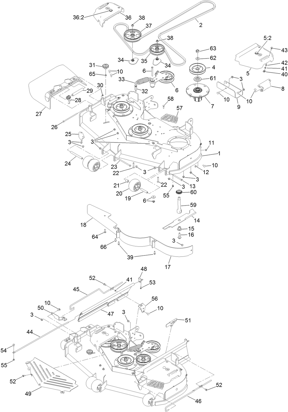 Deck Assembly Diagram and Parts List for 72902TE 400000000-410999999 Toro Lawn Mower