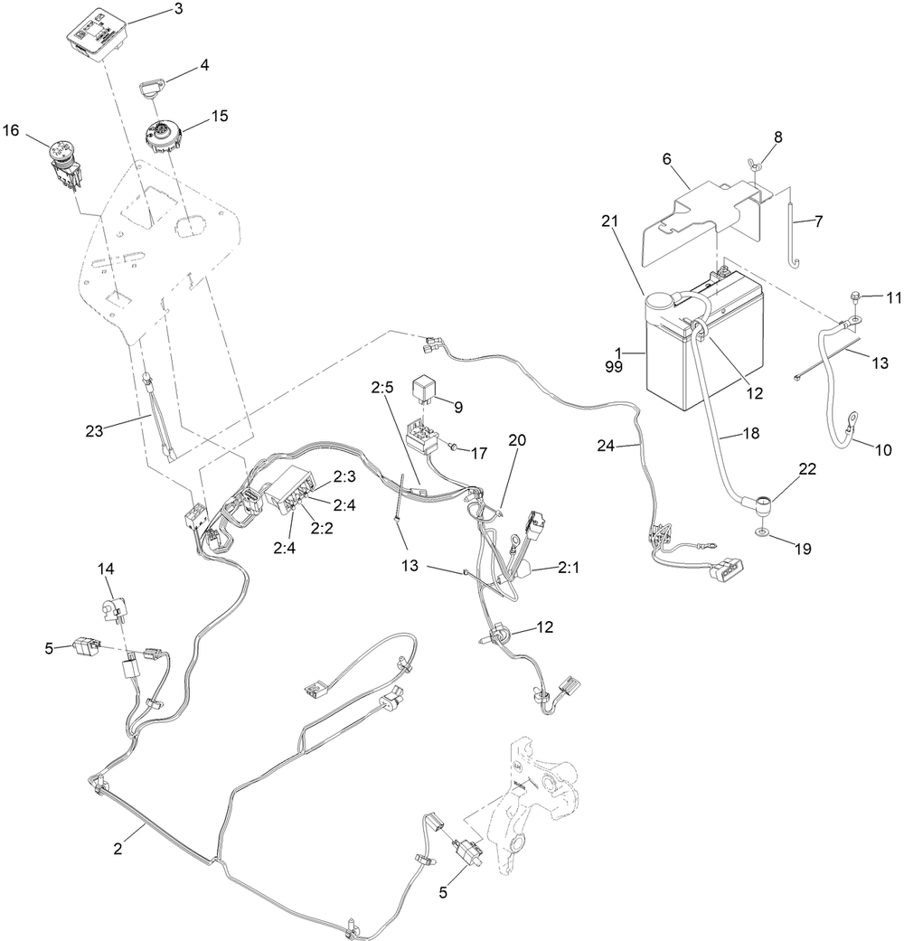 Electrical Assembly Diagram and Parts List for 72982 414109391 - 999999999 Toro Lawn Tractor