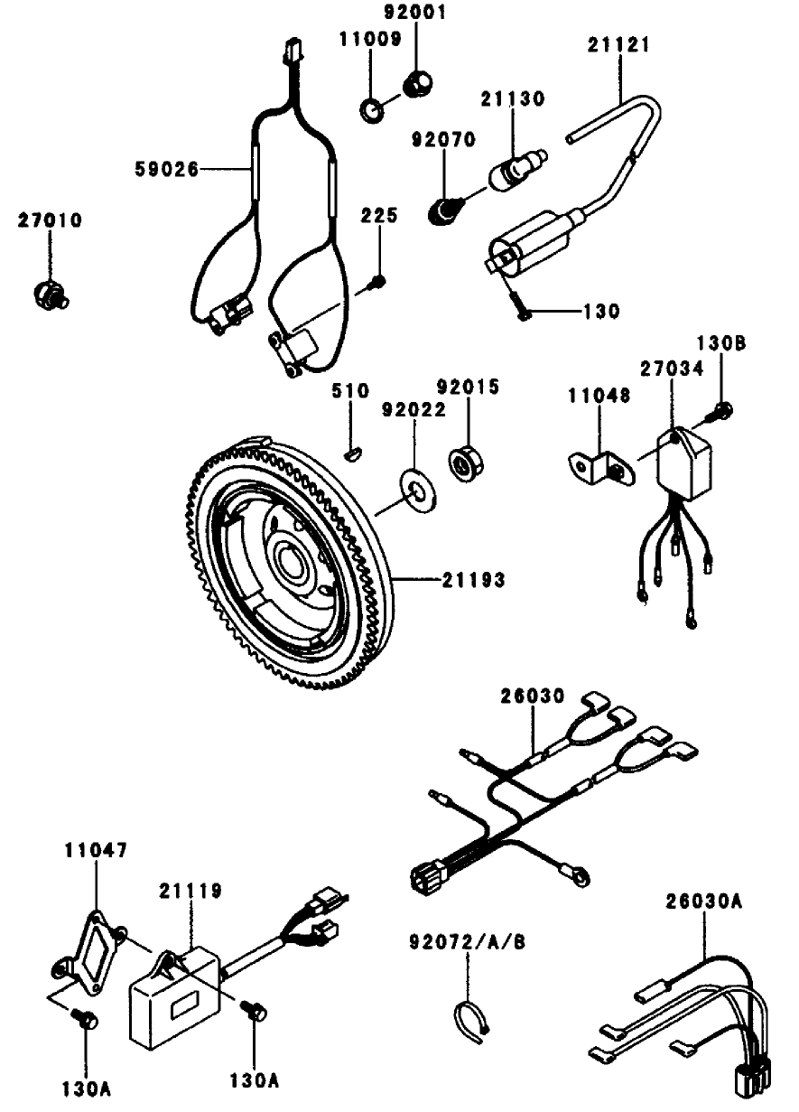 Electric Equipment Diagram and Parts List for 74212 (990001-991000)(1999) Toro Lawn Mower
